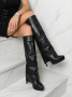 Ботуши на ток - черна кожа - OD957 , снимка 1