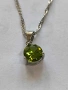 Сребърно колие със зелен цирконии , снимка 2
