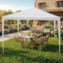 Градинска шатра тип „павилион“, 3x3м, Водоустойчива, Прахово боядисана стоманена рамка, Сива, снимка 9
