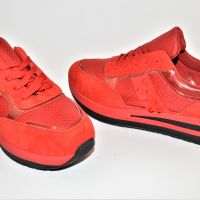 Дамски маратонки на платформа в червено 308-11, снимка 4 - Маратонки - 45623770