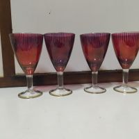 Стари соц чаши за ракия от цветно стъкло,  тънкостенни , снимка 6 - Чаши - 45405362