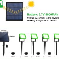 NATPOW LED соларни прожектори, IP65 водоустойчиви външни, зелено, снимка 3 - Соларни лампи - 45479048