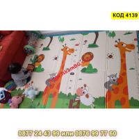 Сгъваема детска подложка за игра, топлоизолираща 180x200x1cm - Жираф и влак с животни - КОД 4139, снимка 14 - Други - 45509584