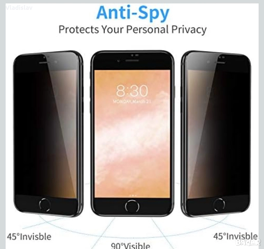 Bewahly Анти-шпионско закалено стъклено фолио за iPhone 12 / 12 Pro [2 броя], снимка 1