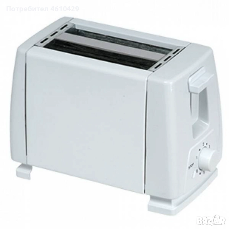 Тостер за хляб, 750W, 2 филийки, б степени, Бял, снимка 1