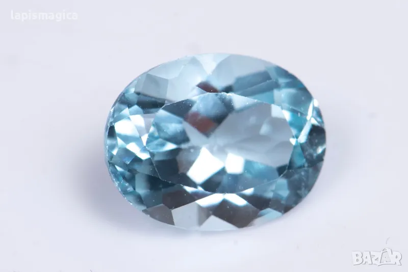 Син топаз 3.08ct 10x8mm овална шлифовка #10, снимка 1