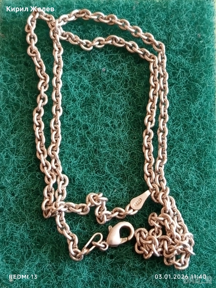 Класически изчистен дизайн сребърно синджирче нежно финно елегантно 27318, снимка 1