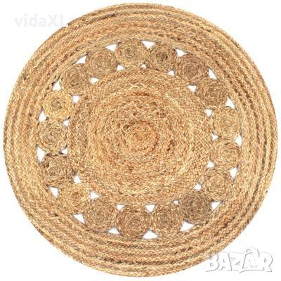 vidaXL Плетен килим с дизайн, от юта, 90 см, кръгъл（SKU:245342, снимка 1