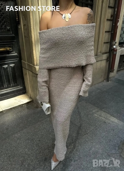 Рокля с паднали рамене в 4 цвята, снимка 1