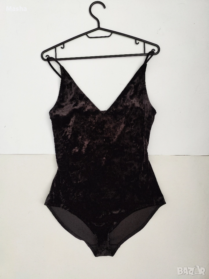 черно кадифено вечерно боди S, снимка 1