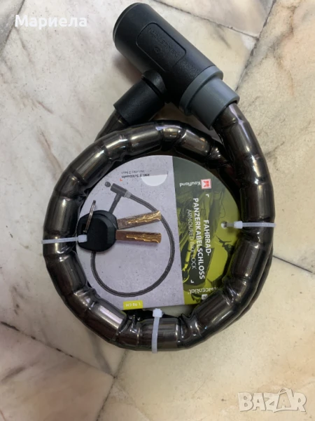 Велокатинар с 2 ключа / Бронирана кабелна ключалка за велосипед 98см., снимка 1