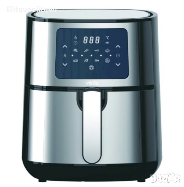 Фритюрник AirFryer Voltz, 1400W, 5.5 литра, Горещ въздух, Таймер, до 200°C, Сив, 2 ГОДИНИ ГАРАНЦИЯ, снимка 1