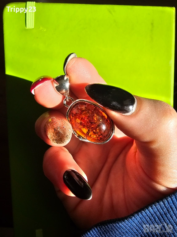 Висулка с кехлибар в стерлингово сребро 10.50 Ct., снимка 1