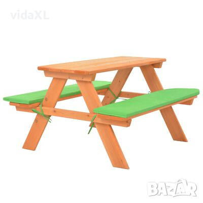 vidaXL Детска маса за пикник с пейки, 89x79x50 см, ела масив（SKU:91793, снимка 1