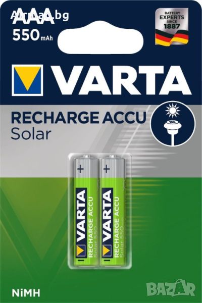 Батерии Varta 56733 Solar Ready2Use AAA 550mAh 2бр. блистер, снимка 1