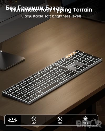 Нова Пълноразмерна Bluetooth клавиатура с LED подсветка за Mac устройства, снимка 1
