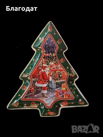 Коледна стъклена чиния Елха