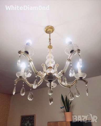 Стилен кристален полюлей с 5 свещи