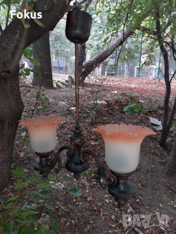 Страхотен български меден абажур полюлей, снимка 4 - Антикварни и старинни предмети - 53461017