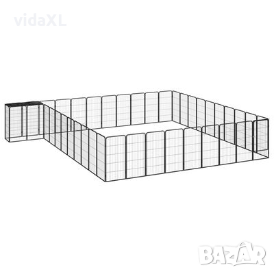 vidaXL Заграждение за куче черно 42 панела 50x100 см прахово боядисано（SKU:3115956