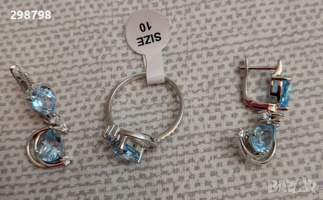 Сребърен комплект от естествен топаз, снимка 5 - Бижутерийни комплекти - 53869014