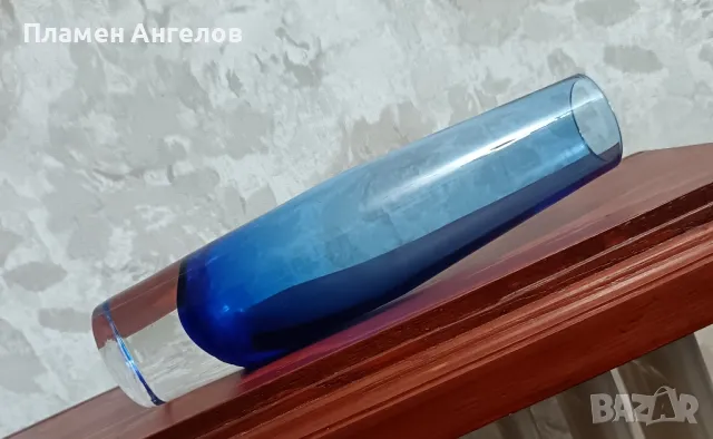Стъклена ваза-кобалтово-синьо. , снимка 5 - Декорация за дома - 50154697
