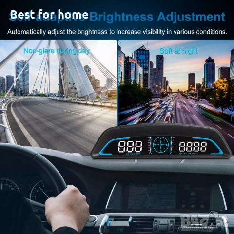 Универсален автомобилен HUD Head Up дисплей, цифров GPS скоростомер, снимка 3 - Аксесоари и консумативи - 52264618