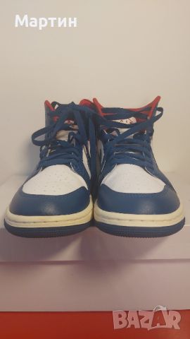 Jordan 1 Mid "French Blue & Gym Red" - Номер 41, снимка 3 - Кецове - 46329629