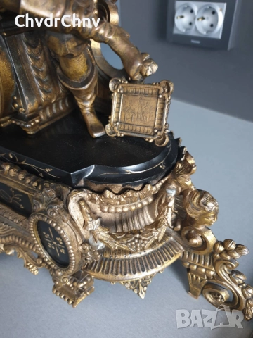 Франция 1800-те/46см-7кг стар френски каминен часовник/метална ЦАМ фигура-мрамор, снимка 12 - Антикварни и старинни предмети - 52465562