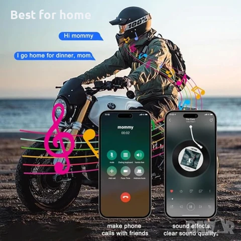 OBEST BT5.3 Мотоциклетни Bluetooth слушалки, комплект за каска, снимка 4 - Bluetooth слушалки - 50906622