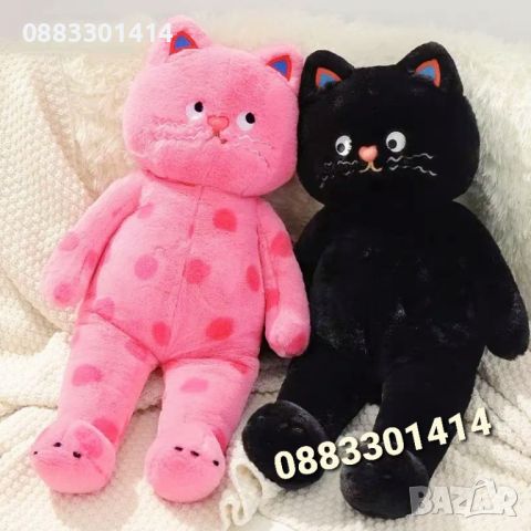 Голяма Плюшена Черна котка 80см , снимка 2 - Плюшени играчки - 45555198