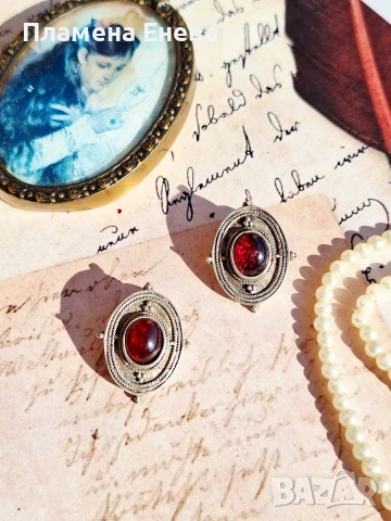 Винтидж сребърни обеци, снимка 2 - Обеци - 53315939