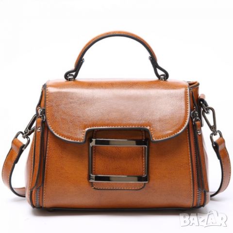 Малка дамска чанта от естествена кожа Brown 1221