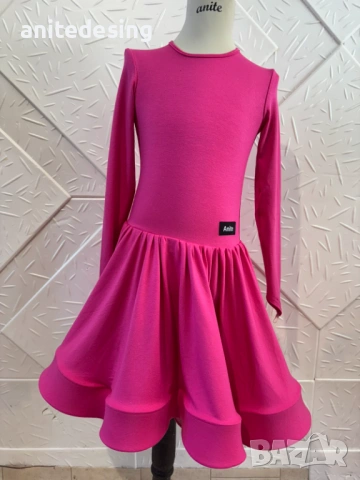 Детска цикламена рокля за спортни танци, снимка 6 - Детски рокли и поли - 53523917