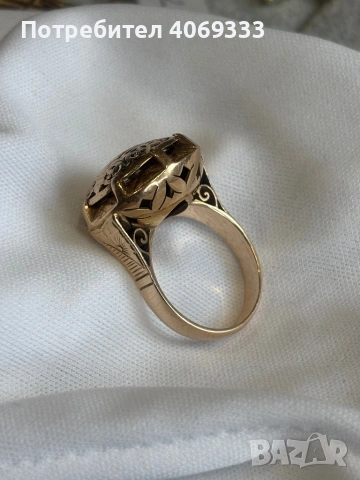 9.7гр 14к Винтидж изделие българска ръчна изработка , снимка 3 - Пръстени - 54175120