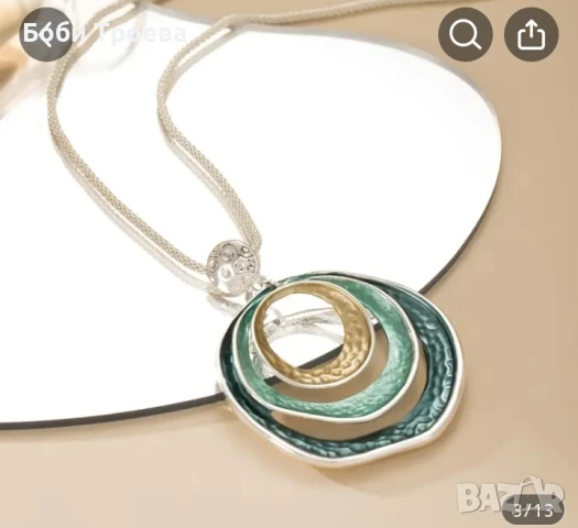 Нежно колие с висулка в цветови синхрон и интересно дизайнерско решение, снимка 3 - Колиета, медальони, синджири - 50916240