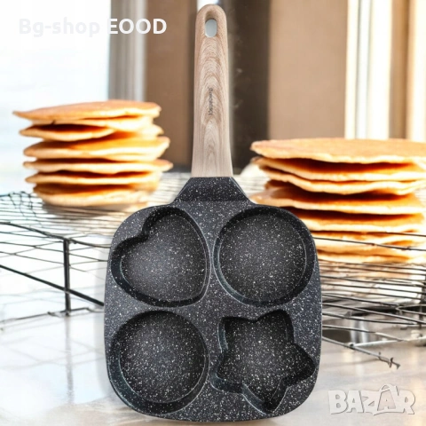 Тиган за яйца и бургер Bizaical, 4 секции, незалепващ, 19x19 см, 515 гр., снимка 5 - Съдове за готвене - 53798865