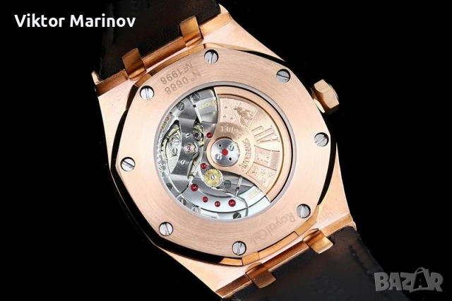 Audemars Piguet Royal Oak Automatic – Висок клас реплика, Rose Gold, Диамантен безел, снимка 6 - Луксозни - 53877496