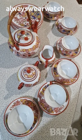 Японски старинен чаен сервиз - декор