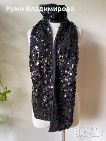 Шал с пайети в черно и кафяво/ различни видове, снимка 6 - Шалове - 47544666