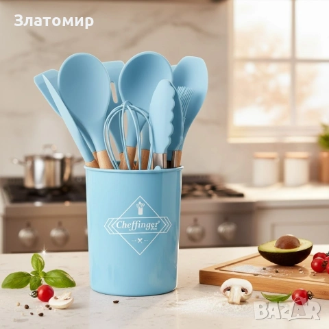 Комплект 12 части кухненски прибори със стойка Cheffinger , снимка 17 - Форми - 53180280