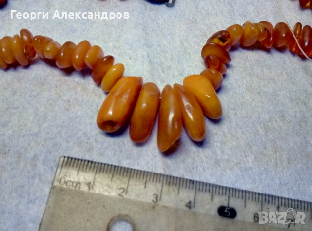 3 Стари КЕХЛИБАРЕНИ БИЖУТА Ар НУВО Пръстен и 2 Колиета 100% НАТУРАЛЕН БАЛТИЙСКИ КЕХЛИБАР Янтар Amber, снимка 4 - Антикварни и старинни предмети - 53480260
