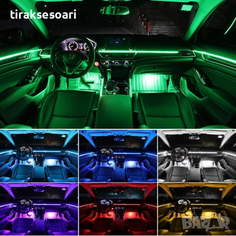 Система за LED амбиентно осветление за автомобили с RGB 64 цвята, 10в1, снимка 6 - Аксесоари и консумативи - 52788803