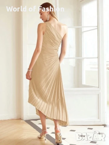 Рокля в златисто, снимка 5 - Рокли - 50662926