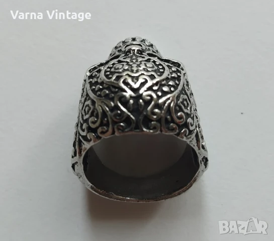 Брутален масивен мъжки пръстен Череп с шарки., снимка 8 - Пръстени - 51415790