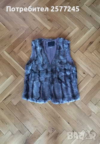 Дамско елече естествен пух размер S-M , снимка 5 - Елеци - 52409176