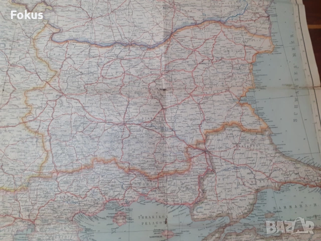 Стара немска голяма карта на Балканския полуостров, снимка 3 - Антикварни и старинни предмети - 53281782