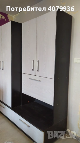 Стара Холна Секция от 4 модула - шкафове + гардероб, снимка 3 - Секции и витрини - 54156678