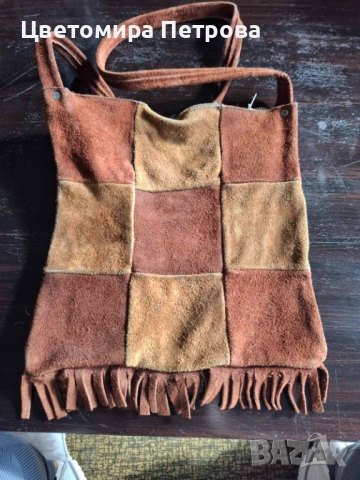 Уникална бохо чанта от естествен велур много запазена, снимка 5 - Чанти - 53190330