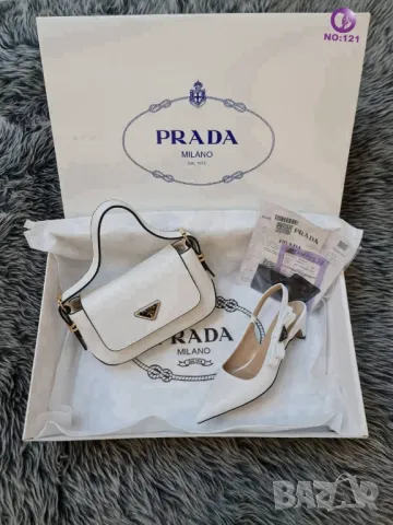 дамски обувки на ток и чанта prada milano, снимка 6 - Чанти - 46911717